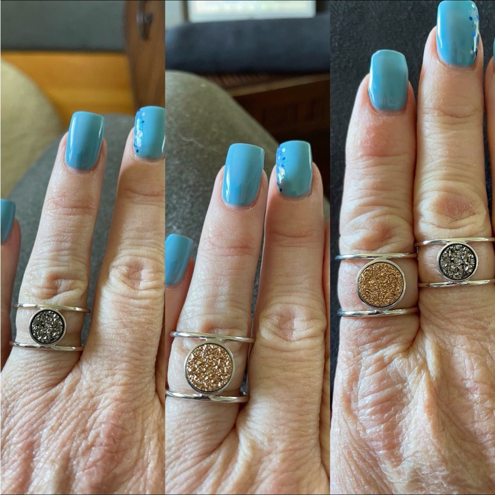 2 modern style Druzy rings